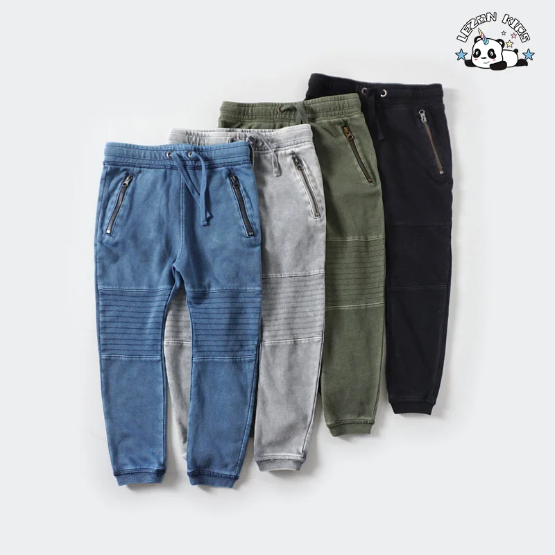 LEZONKIDS - Calças de moletom largas e confortáveis para meninos, calças harem, calças de hip hop pretas para meninos de 2 a 12 anos
